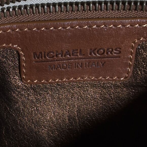 VTG MICHAEL KORS Handbag Cognac Natural Brown Leather Made in Italy - Picture 6 of 8